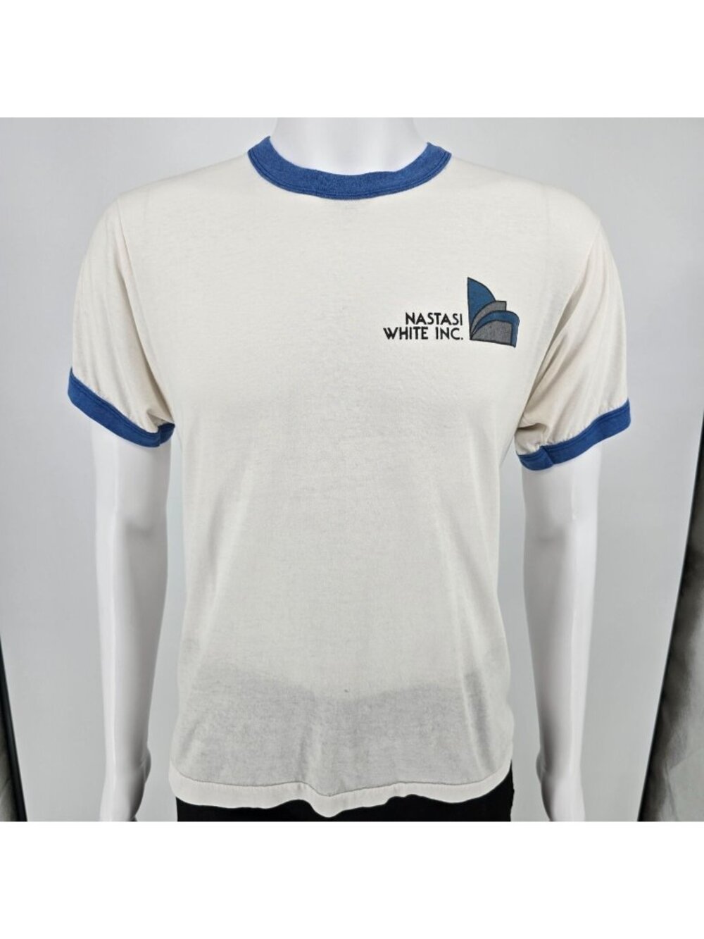 Vintage 1980s Screen Stars Nastasi White Inc. White Ringer Tee T-Shirt (M)